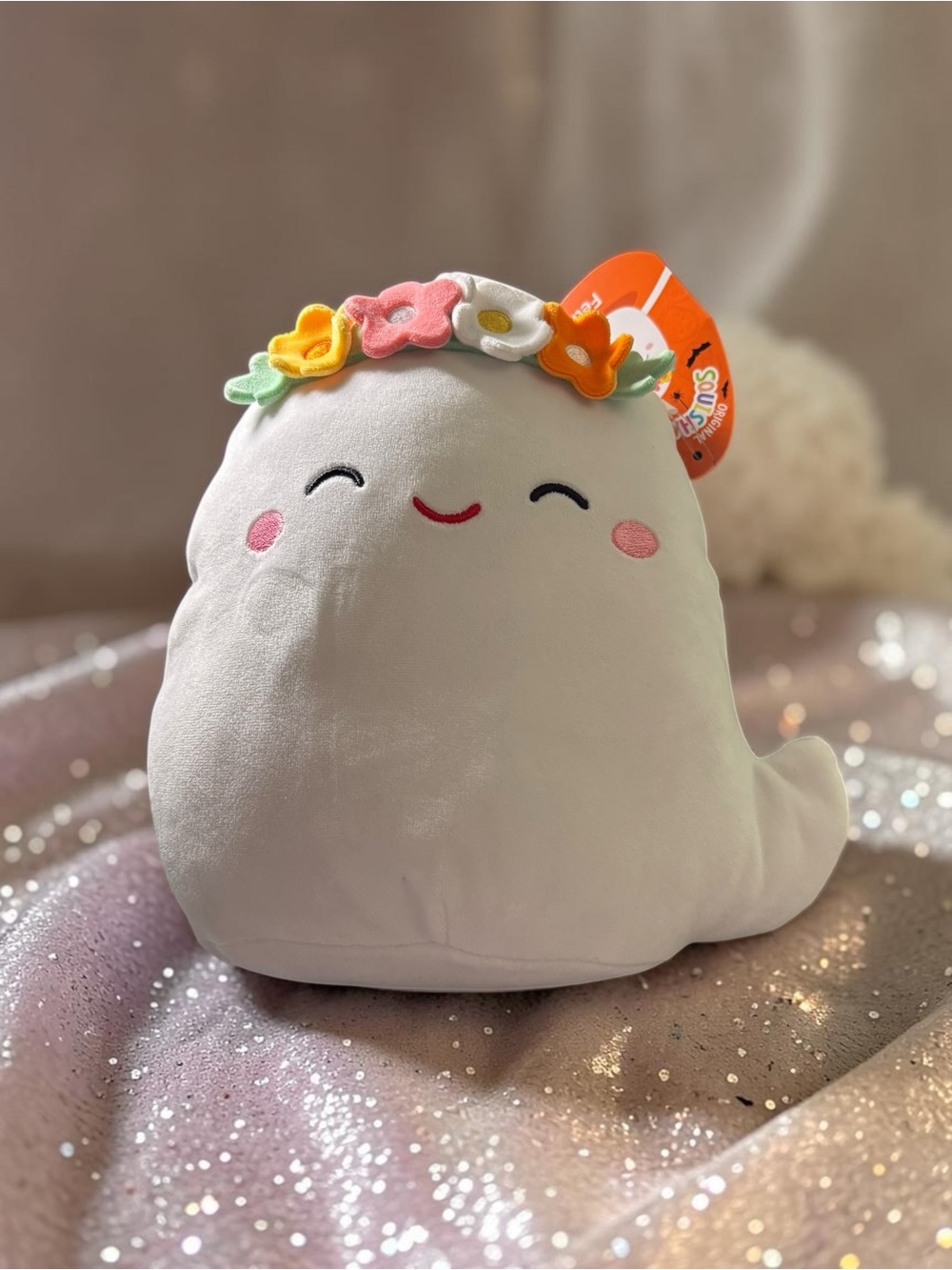 Ghost Squishmallow 8 Inch Flower Crown Plush Cute Spooky Season Collectible NWT